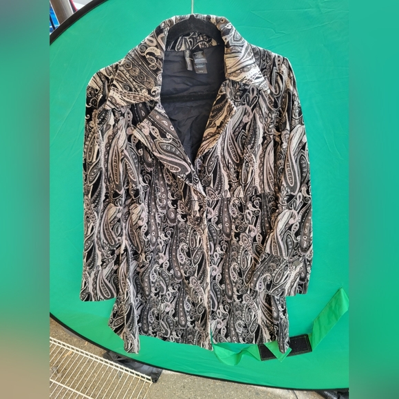 Large Paisley Crushed Velvet-like Jacket - Picture 2 of 5